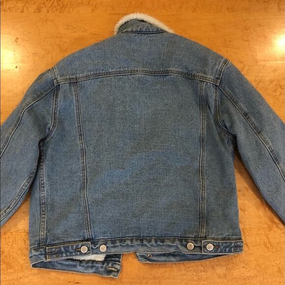 John Galt Sherpa denim jacket Y2K warm stylish size S/M - Picture 4 of 9